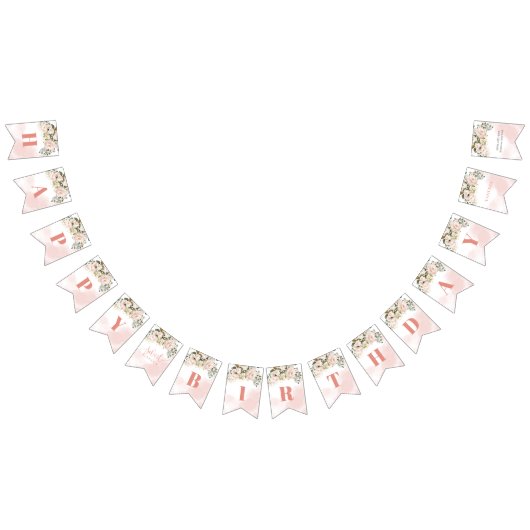 Trendy roos goud bloemengoud 16e verjaardagsfeestj vlaggetjes (Alle)