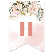 Trendy roos goud bloemengoud 16e verjaardagsfeestj vlaggetjes (Eerste vlag)