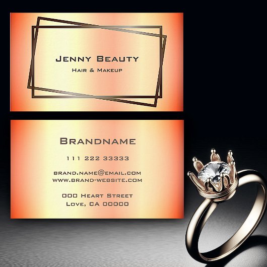 Trendy Roos Goud Chique Lijst Modern Haar en Make- Visitekaartje