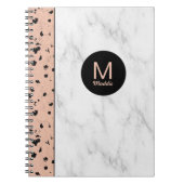 Trendy Roos Goud en Marmer met Monogram Notitieboek (Voorkant)