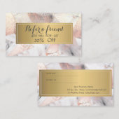 Trendy Roos Goud Geometrisch Marmer Aanbevelingskaartje (Voorkant / Achterkant)