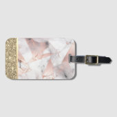 Trendy Roos Goud Geometrisch Marmer Bagagelabel (Voorkant (horizontaal))