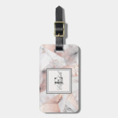 Trendy Roos Goud Geometrisch Marmer Bagagelabel (Voorkant verticaal)