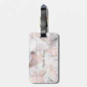 Trendy Roos Goud Geometrisch Marmer Bagagelabel (Achterkant verticaal)