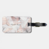 Trendy Roos Goud Geometrisch Marmer Bagagelabel (Achterkant horizontaal)