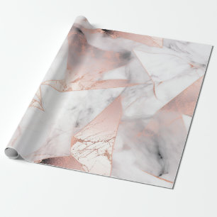 Trendy Roos Goud Geometrisch Marmer Cadeaupapier