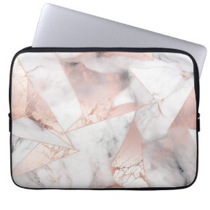 Trendy Roos Goud Geometrisch Marmer Laptop Sleeve