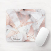 Trendy Roos Goud Geometrisch Marmer Muismat (Met muis)