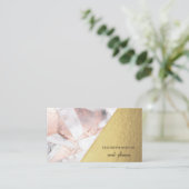Trendy Roos Goud Geometrisch Marmer Visitekaartje (Staand voorkant)
