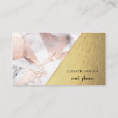 Trendy Roos Goud Geometrisch Marmer Visitekaartje (Voorkant)