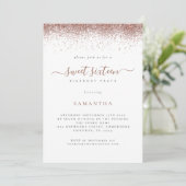 Trendy Roos Goud Glitter Script Sweet 16 Kaart (Staand voorkant)