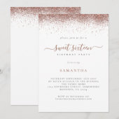 Trendy Roos Goud Glitter Script Sweet 16 Kaart (Voorkant / Achterkant)