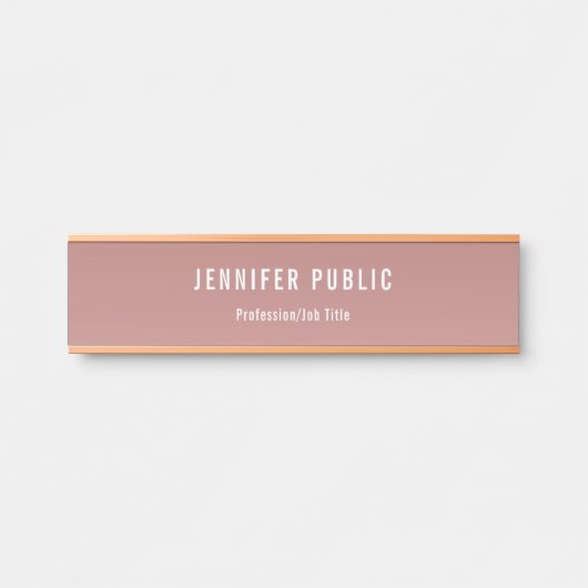 Trendy Roos Goud Moderne Professionele Sjabloon Deurbordje (Voorkant)