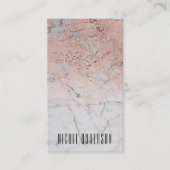 Trendy Roos Goud Roze Modern Marmer Chic Glam Visitekaartje (Voorkant)