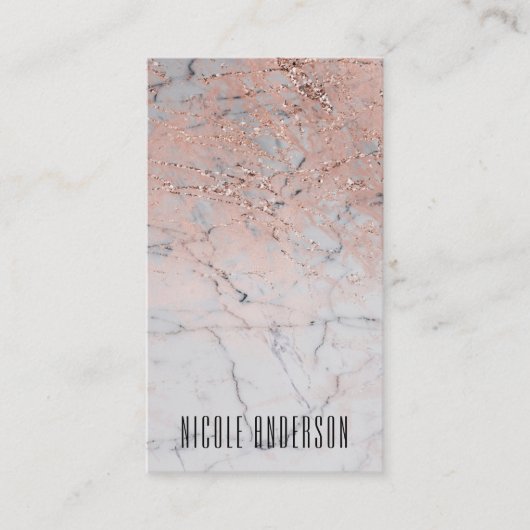 Trendy Roos Goud Roze Modern Marmer Chic Glam Visitekaartje (Voorkant)