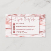 Trendy Roos Goud Wit Marmer Make-up Artiest Salon Visitekaartje (Achterkant)