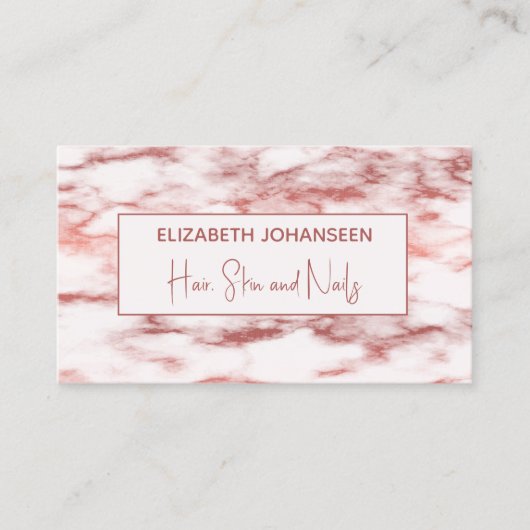 Trendy Roos Goud Wit Marmer Make-up Artiest Salon Visitekaartje (Voorkant)