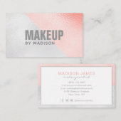 Trendy Roos Goud Zilver Modern Chique Make-up Arti Visitekaartje (Voorkant / Achterkant)