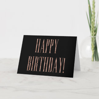 Trendy Roos Goud & Zwart Happy Birthday Kaart