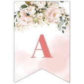 Trendy roos gouden bloemensalie 16e Verjaardagsfee Vlaggetjes (Tweede vlag)