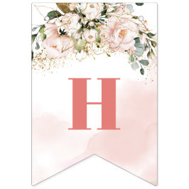 Trendy roos gouden bloemensalie 16e Verjaardagsfee Vlaggetjes