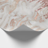 Trendy Roos Gouden Glitter Druppelt Wit Marmer Cadeaupapier (Hoek)