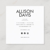 Trendy Roos Gouden Glitter Modern Minimalistisch E Vierkante Visitekaartje (Achterkant)