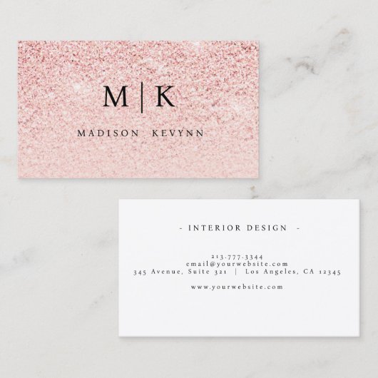 Trendy Roos Gouden Glitter Modern Minimalistisch E Visitekaartje (Voorkant / Achterkant)