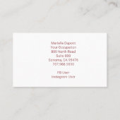 Trendy roos Gouden Glitter Monogram Visitekaartje (Achterkant)