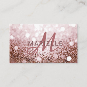Trendy Roos Gouden Glitter Monogram Visitekaartje