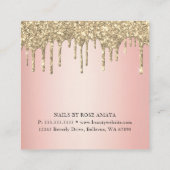 Trendy Roos Gouden Glitter Nagellak Vierkante Visitekaartje (Achterkant)