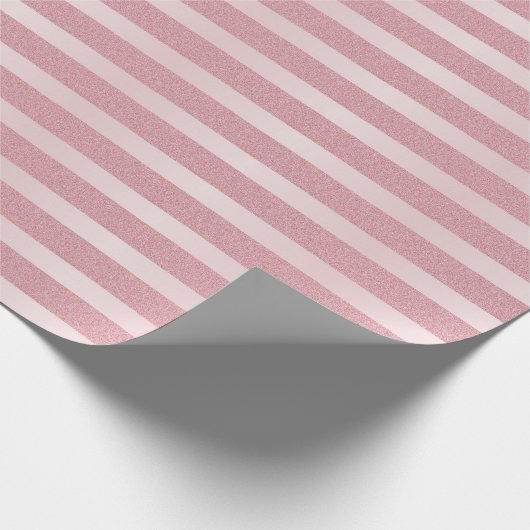 Trendy Roos Gouden Glitter Sjabloon Elegant Modern Cadeaupapier (Hoek)