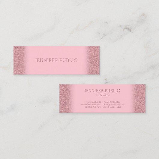 Trendy Roos Gouden Glitter Sjabloon Modern Elegant Mini Visitekaartje (Voorkant / Achterkant)