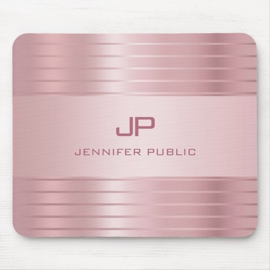 Trendy Roos Gouden Kleur Modern Sjabloon Elegant Muismat (Voorkant)