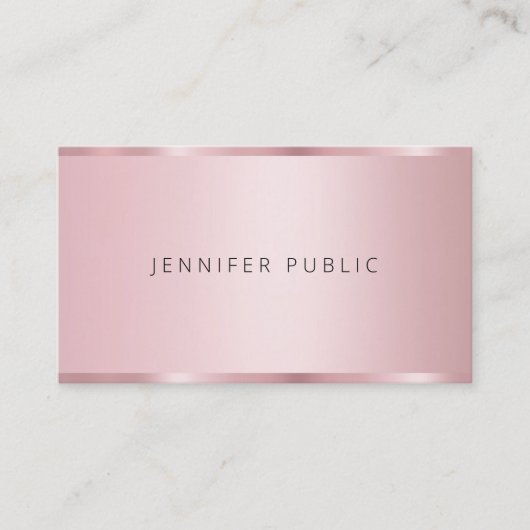 Trendy Roos Gouden Kleur Sjabloon Modern Elegant Visitekaartje (Voorkant)