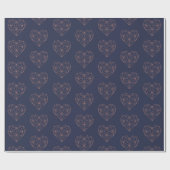 Trendy Roos Goudfolie Geometrisch Hart Navy Blauw Cadeaupapier (Vlak)
