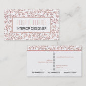 Trendy roos goudglitter verlaat floreel patroon visitekaartje (Voorkant / Achterkant)