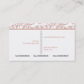 Trendy roos goudglitter verlaat floreel patroon visitekaartje (Achterkant)