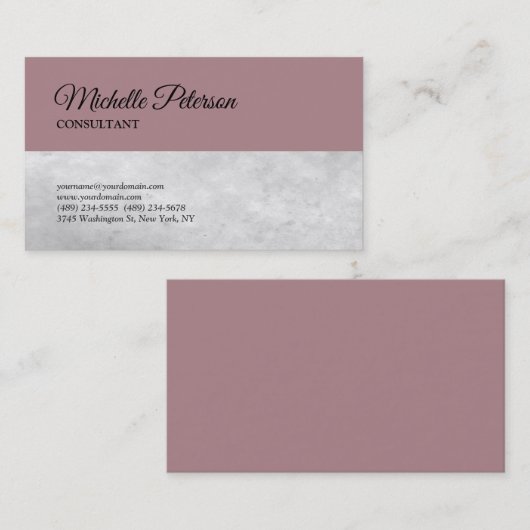 Trendy Roos Gray Minimalist Classical Plain Visitekaartje (Voorkant / Achterkant)