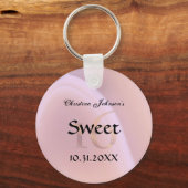 Trendy Roos Pink Crystal Sweet 16 Party Favors Sleutelhanger (Voorkant)