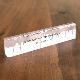 Trendy Roos roze gouden metalen schijven Naambordje