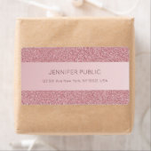 Trendy Rose Gold Glitter Elegant Template Shipping Etiket (Insitu)