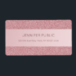 Trendy Rose Gold Glitter Elegant Template Shipping Etiket<br><div class="desc">Trendy Rose Gold Glitter Elegant Template Shipping Label Perfect for Directors,  Consultants,  Managers,  Designers,  Musicians,  Realtors,  Corporate Professionals,  Beauty Salons,  Hair Stylists,  Makeup Artists,  all Professions.</div>