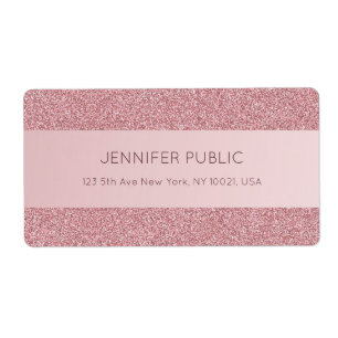 Trendy Rose Gold Glitter Elegant Template Shipping Etiket