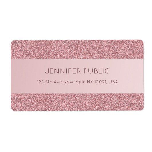 Trendy Rose Gold Glitter Elegant Template Shipping Etiket (Voorkant)
