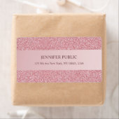 Trendy Rose Gold Glitter Template Elegant Shipping Etiket (Insitu)