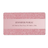 Trendy Rose Gold Glitter Template Elegant Shipping Etiket (Voorkant)