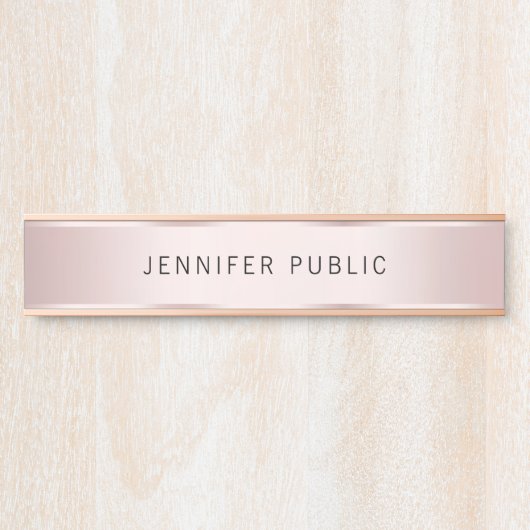 Trendy Rose Gold Modern Elegant Name Home House Deurbordje (Voorkant)