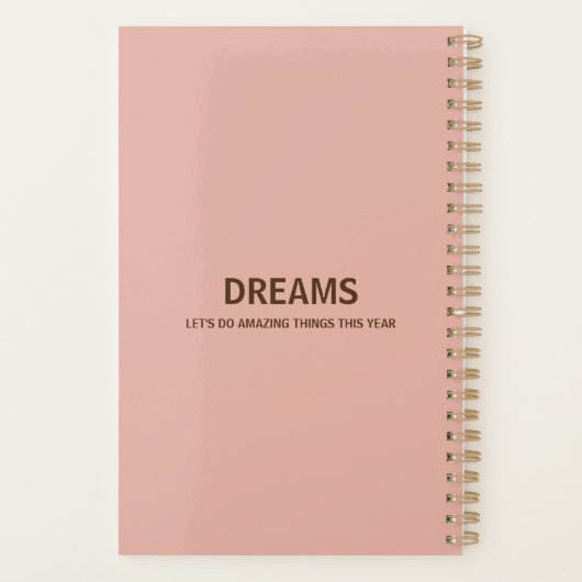 Trendy Rose Gold Pink Faux Marble Dreams Planner (Achterkant)
