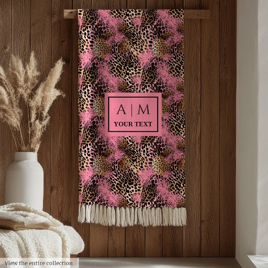 Trendy rose gold watercolor leopard skin blanket fleece deken